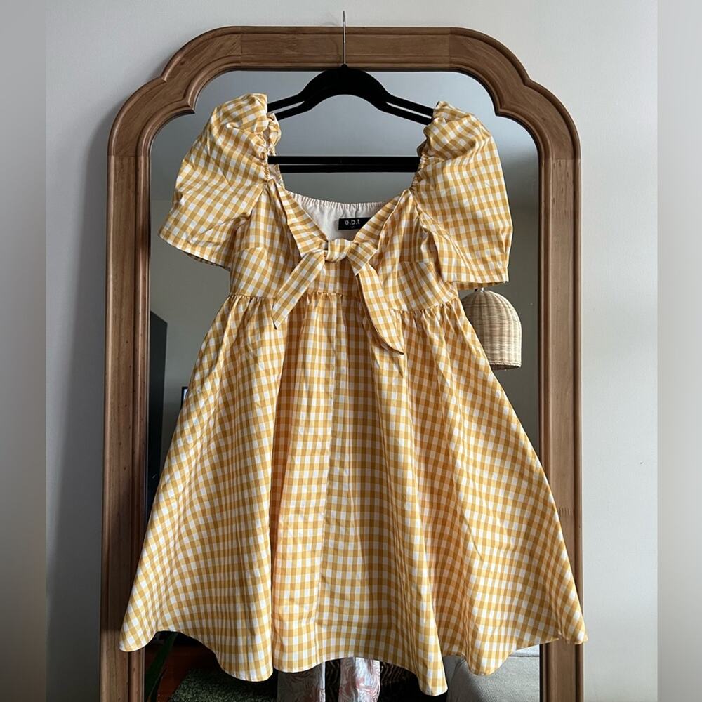 o.p.t Picnicker Dress Yellow Gold Mustard Gingham Picnic Swing Gumdrop Dress